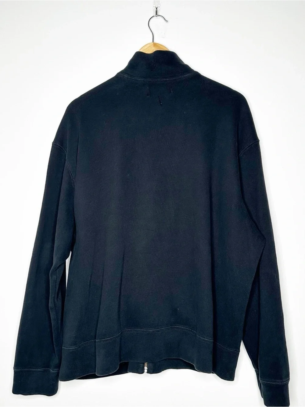 Polo Ralph Lauren Full Zip Mock Neck Sweater Black Red Pony Size XL